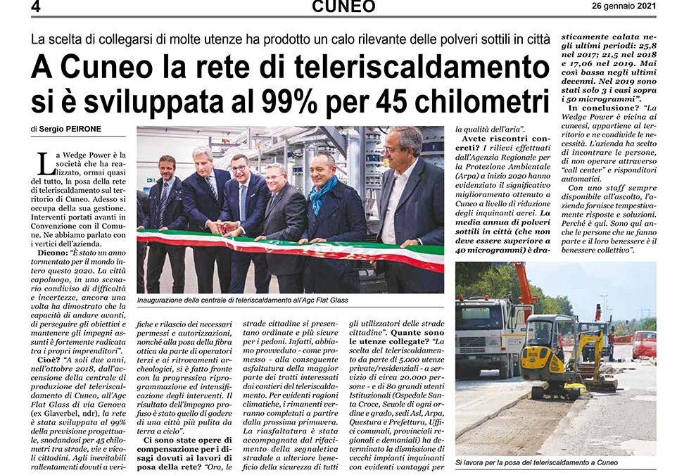 A Cuneo rete di teleriscaldamento al 99% – 26 gennaio 2021